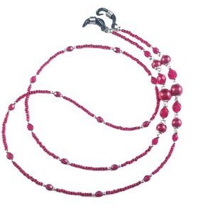 Red Pearl, Beaded Eyeglass or Sunglass Chain Holder, 28 Inches, Handmade